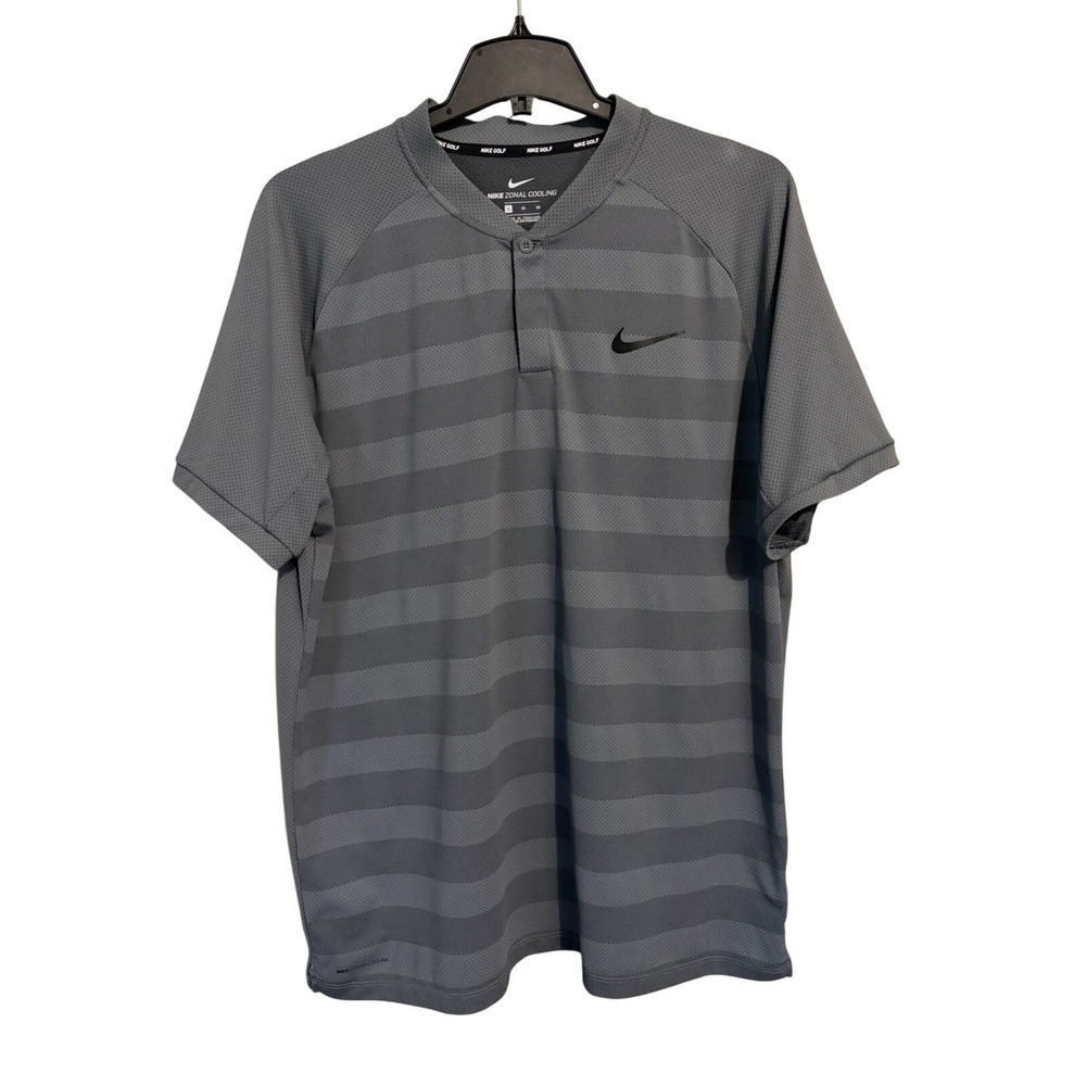 Nike Golf Zonal Cooling Polo Blade Collar Men's XL Gray Short Sleeve Logo *Read